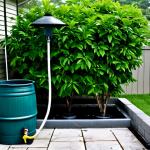 Rain Barrel Setup**

"A typical suburban backyard with a well-maintained garden. A dark green rain barrel is connected to a downspout of a light grey house. The rain barrel has a spigot and is placed on top of two cinder blocks. Lush green plants are visible, being watered with a watering can by a woman wearing gardening gloves and appropriate gardening attire, fully clothed. Overcast sky. safe for work, appropriate content, family-friendly, perfect anatomy, natural proportions, professional photography, realistic."

**