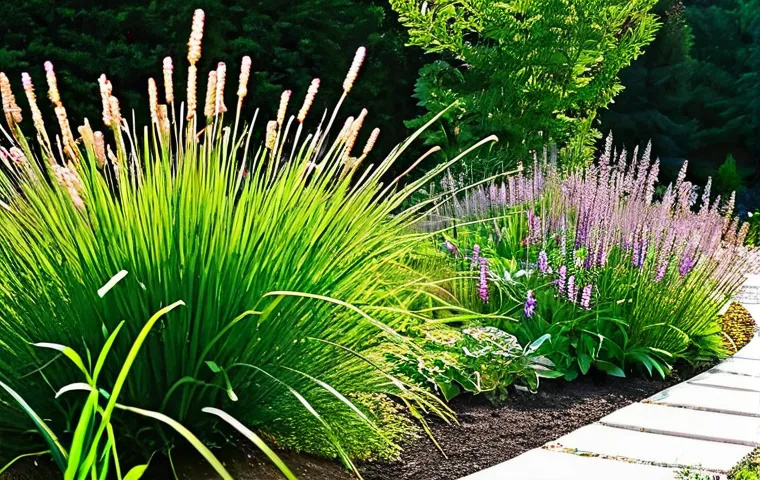 빗물 재활용을 위한 조경 기술 - **Vibrant Rain Garden Oasis**: A beautifully designed, gently sloped rain garden in a suburban backy...