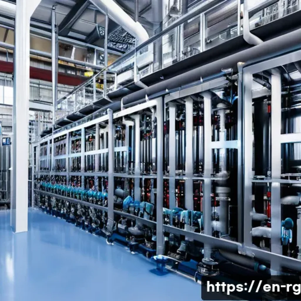 산업용 빗물 재활용 기술 진화 - A high-tech industrial rainwater harvesting system featuring multi-stage filtration units including ...